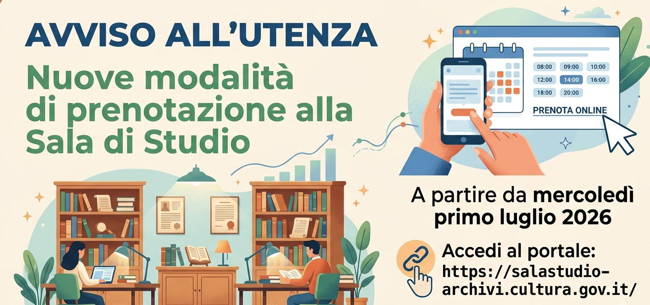 Avviso all’utenza: Nuove modalità di prenotazione alla sala di studio.